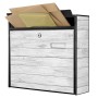 Banjado Briefkasten, schwarz/weiß gebeizt, mit Holzoptik, Namensschild und Briefen. Groß und rostfrei.