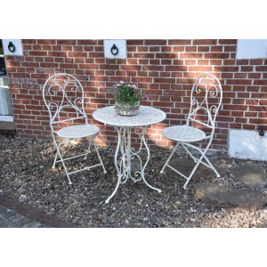 DELUKE Balkonmöbel-Set STEN 3-tlg. Stahl Weiß Balkon-Set Gartenmöbel-Set Sitzgruppe Balkonstuhl Balkontisch
