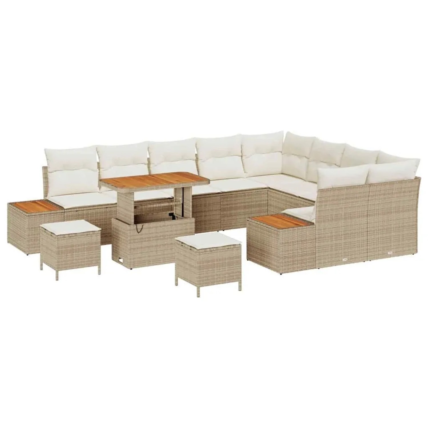 vidaXL Gartensofa-Set mit Kissen mit Speicher 12 Stk Beige Poly Rattan 3364 günstig online kaufen