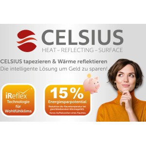 Marburg Vliestapete Celsius Grau-Silber: Wärmereflektion für Wohnraumdämmung und Energieeinsparung.