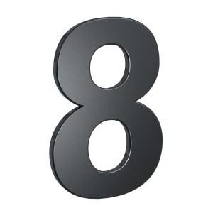 Hausnummer 8, Stahl Anthrazit, Basi HN 160. Türbeschlag für den Eingangsbereich.
