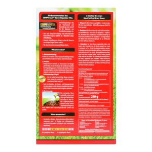 Compo Saat Rasen-Reparatur-Mix für 50 m², Packung mit Rasensamen und Dünger.