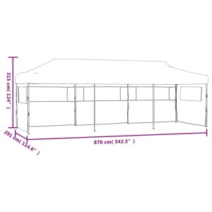 Weißes vidaXL Falt-Partyzelt 3x9m mit 5 Seitenwänden für Outdoor-Events.