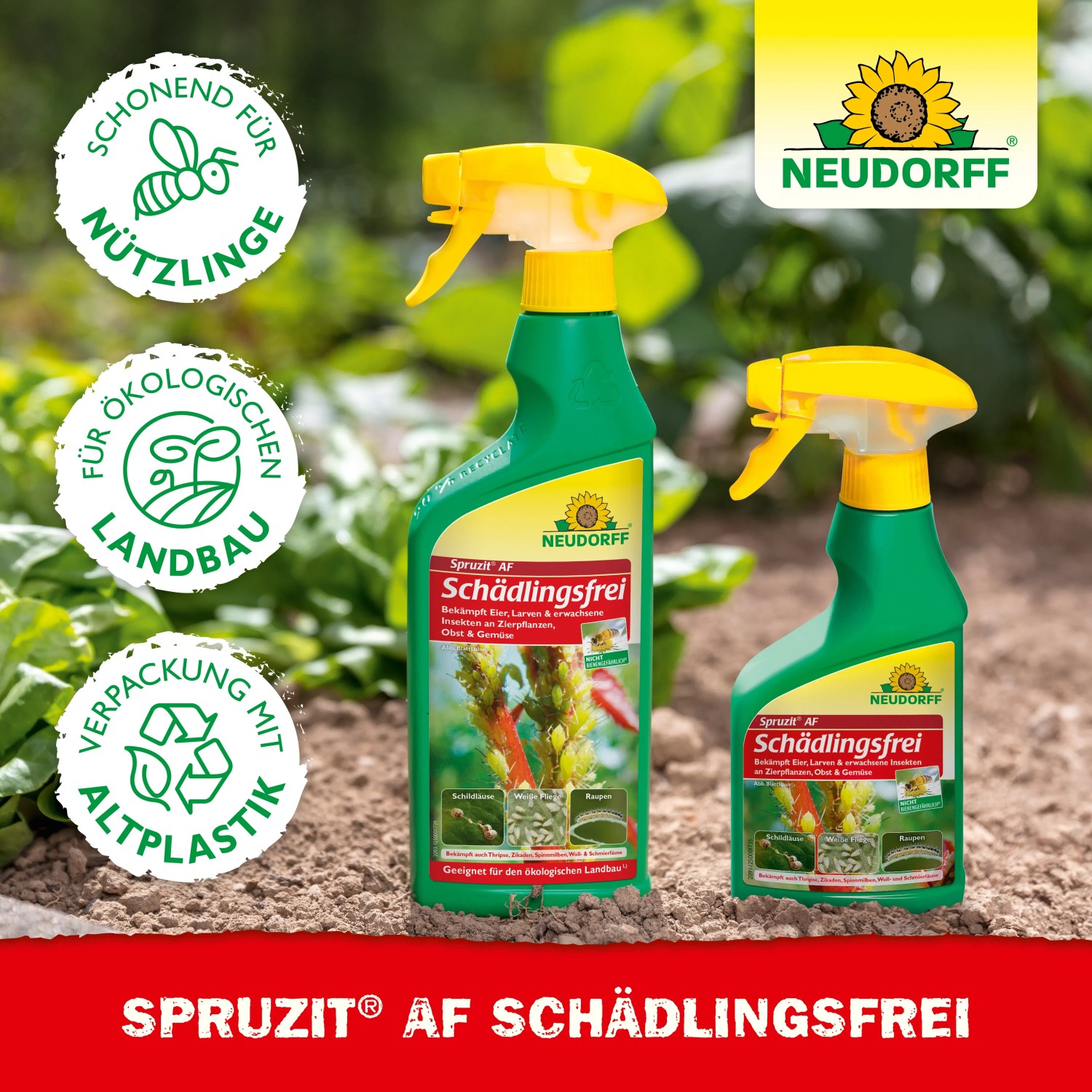 Neudorff Spruzit AF Schädlingsfrei, 2 Sprühflaschen. Mittel gegen Blattläuse und andere Schädlinge.