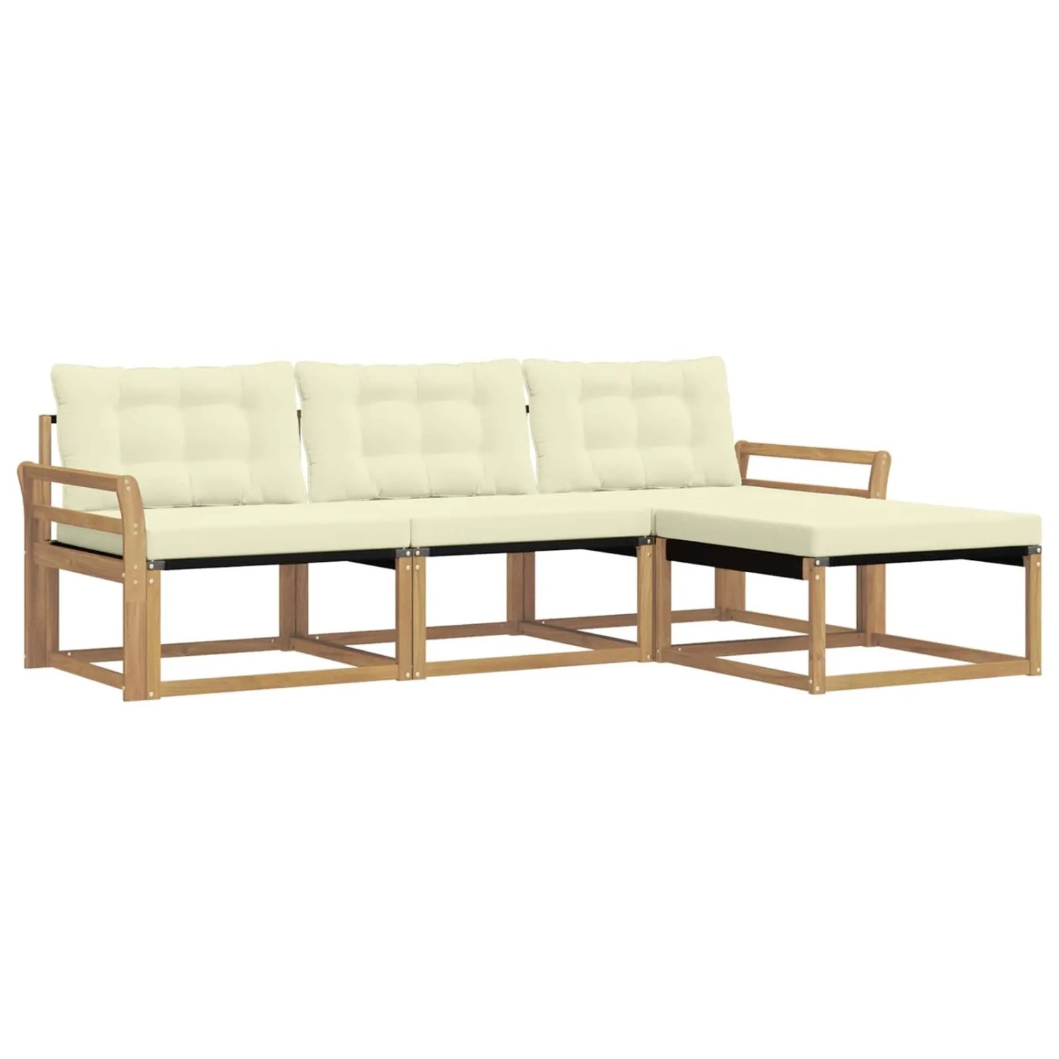 vidaXL Outdoor-Sofagarnitur mit Kissen 4 Stk Weiß und Creme 3388564