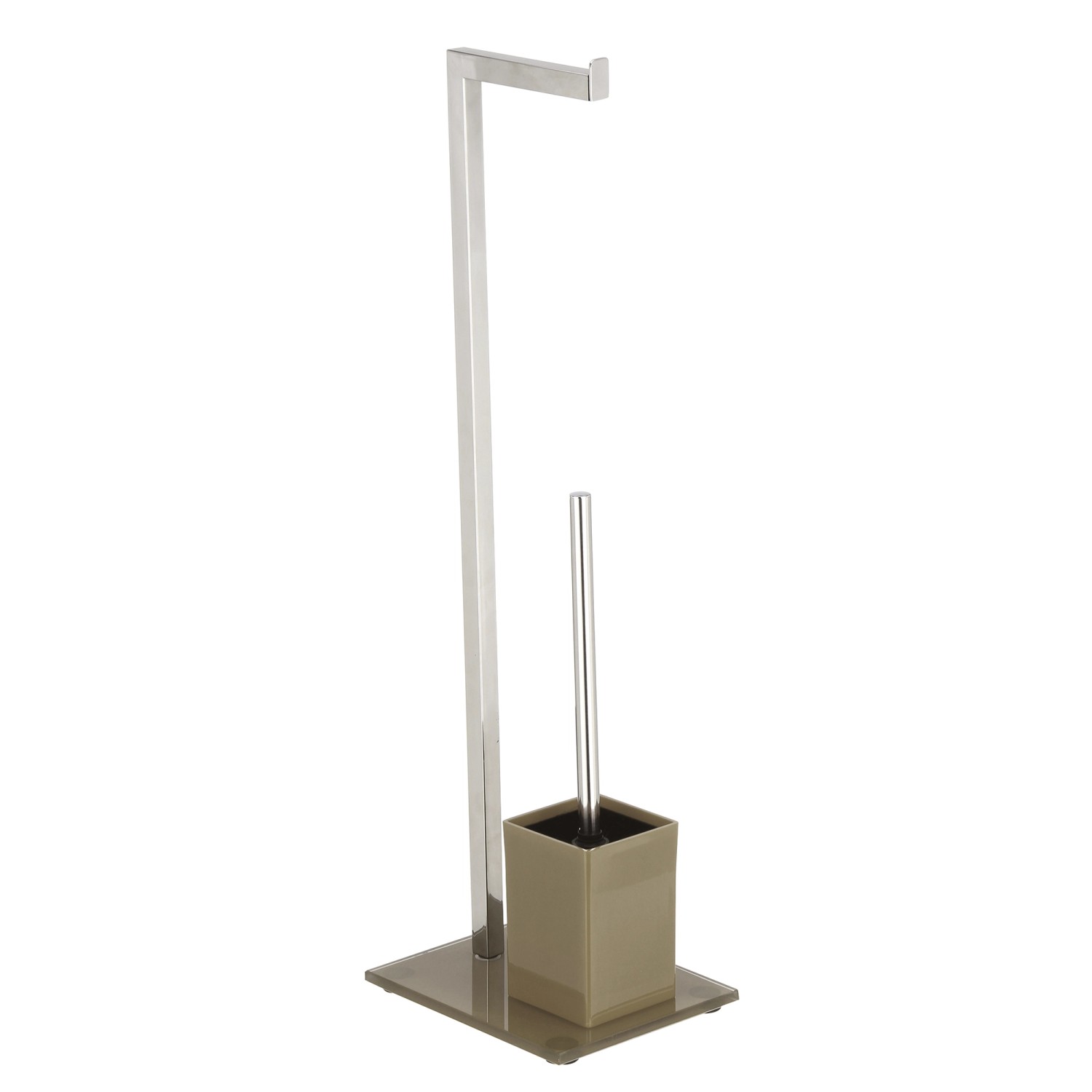 MSV WC-Garnitur Edelstahl und Glas Taupe günstig online kaufen