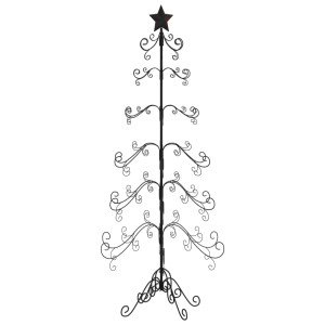 Schwarzer Metall-Weihnachtsbaum (215 cm) für DIY-Dekorationen. Moderner Look, ideal zum selbst Gestalten.