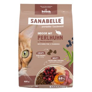 Sanabelle Katzen-Trockenfutter Indoor mit Perlhuhn & Preiselbeeren 400 g
