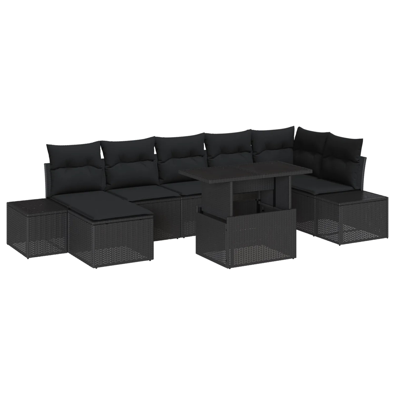 vidaXL 8-Teiliges Garten-Sofa-Set mit Kissen in Schwarz aus Poly Rattan 335 günstig online kaufen