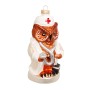 Weihnachtsornament: Krebs Glas Lauscha Eule als Krankenschwester mit Stethoskop, 11cm.