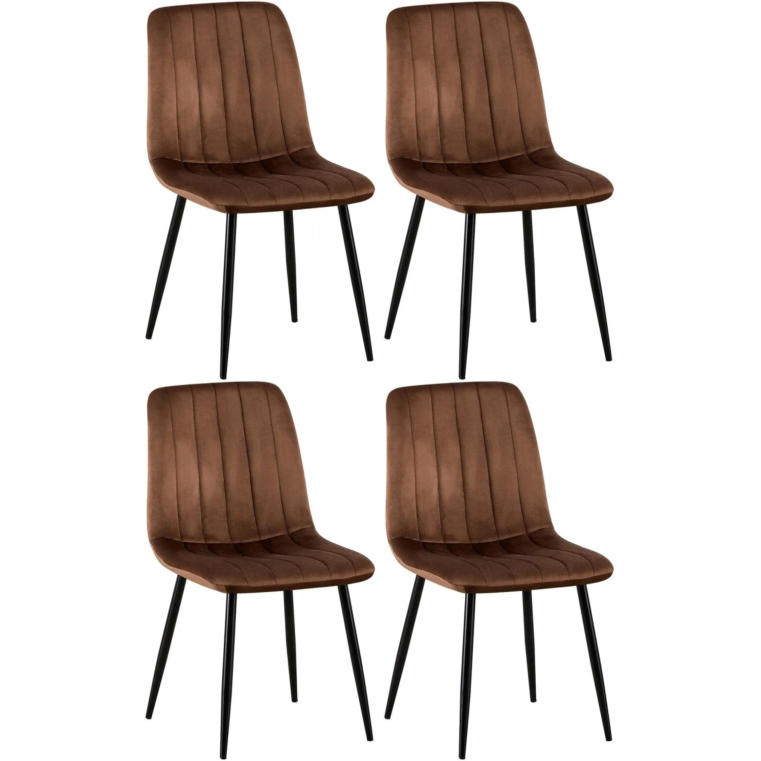DELUKE 4er Set Stühle LENZ Samt 88x45x53cm Braun Metall Gestell Stühle Esszimmerstühle Esstisch Küchenstuhl