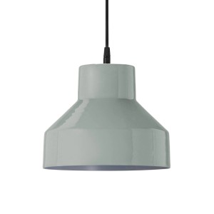 Graue PR Home Solo Pendelleuchte aus Metall mit schwarzem Kabel.