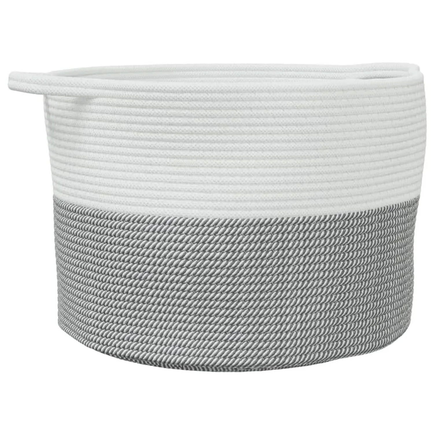 vidaXL Wäschekorb Grau und Weiß Ø55x36 cm Baumwolle 358470