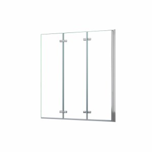 Duschparadies 130 x 140cm Badewannenaufsatz 3tlg Faltwand 6mm Nano Glas Dusche Badewannenfaltwand Duschabtrennung Hochglanz Verchromt