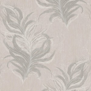 Tadessi Vliestapete Boho Chic M1 No 3325, graue Ethnotapete mit Federn Muster.