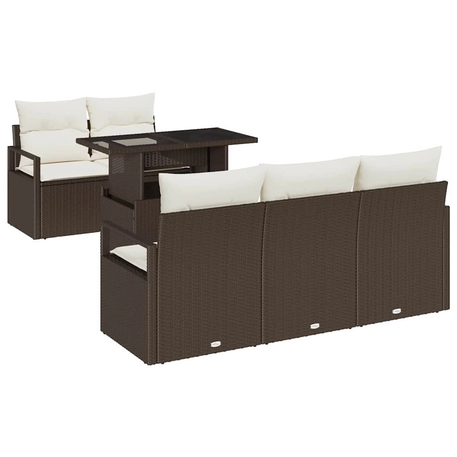 vidaXL Garten-Sofa-Set mit Speicher 6-Tlg Braun Poly Rattan 3357471 günstig online kaufen