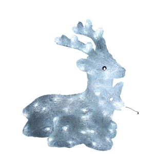 Lex LED Weihnachtsfigur Acryl Hirsch mit Baby Figur Beleuchtet Weihnachtsdeko 60LEDs