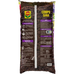 Sack Compo Sana Rhododendronerde, 20 Liter, für saureliebende Pflanzen wie Rhododendren und Hortensien.