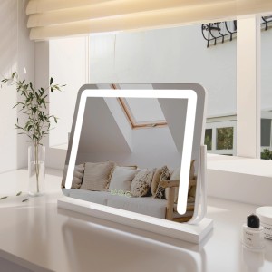 Emke Kosmetikspiegel mit LED-Beleuchtung, 3 Farbtemperaturen, dimmbar, 41cm.