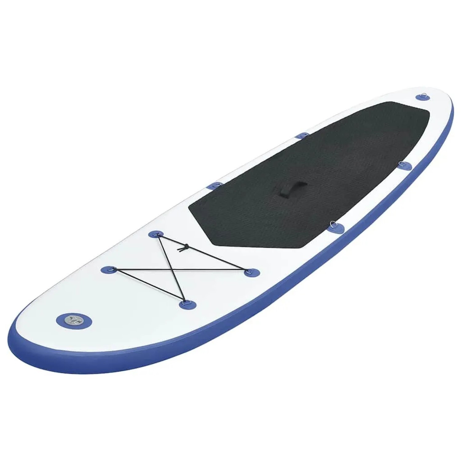 Aufblasbares blau-weißes SUP-Board von vidaXL für Wassersport, mit schwarzem Anti-Rutsch-Belag.
