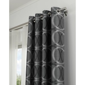 Gardinia Chicago Gardinenstange mit Innenlauf, Edelstahloptik, 200 cm, mit grauer Gardine.