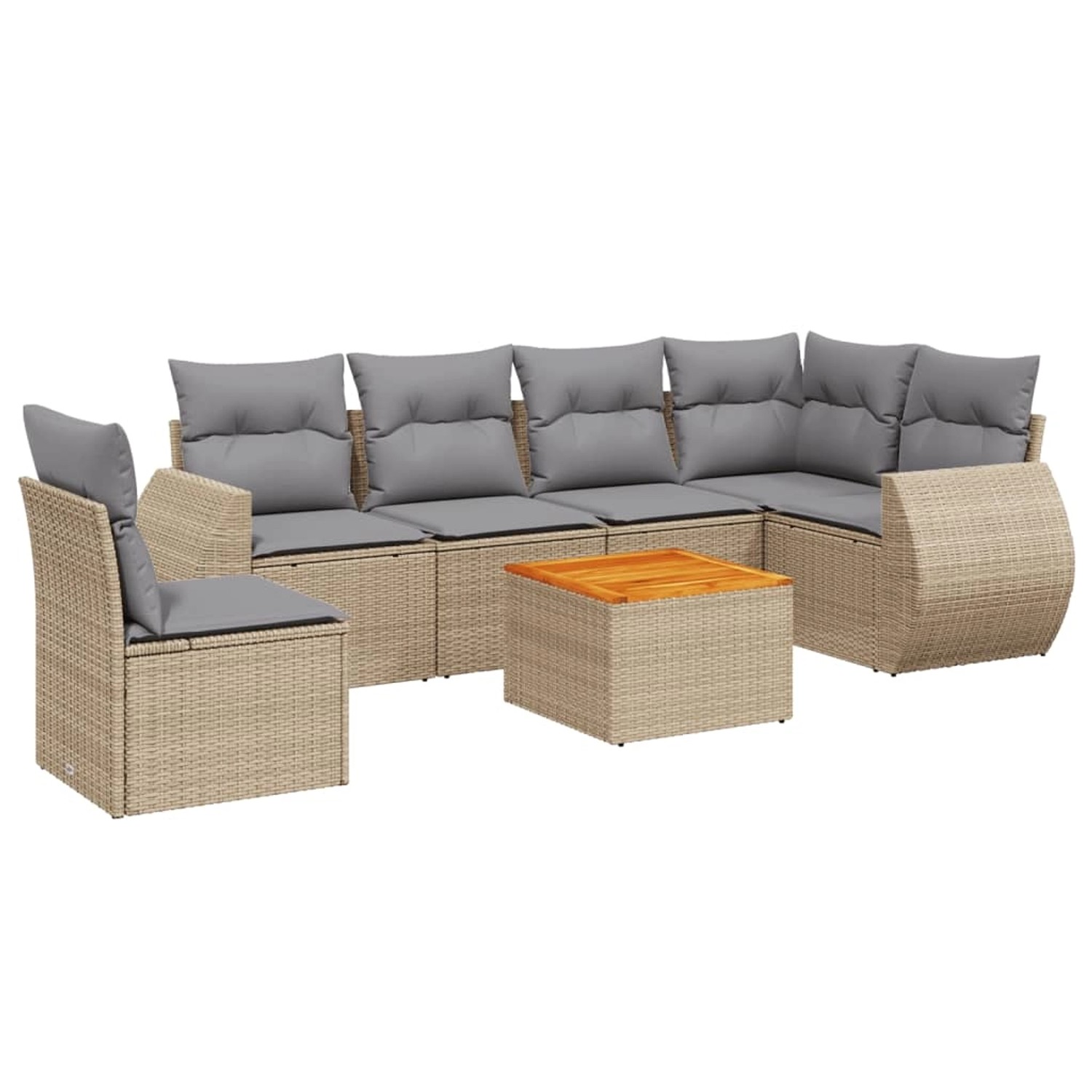 vidaXL 7-Tlg Garten-Sofagarnitur mit Kissen Beige Poly Rattan 3257361 günstig online kaufen