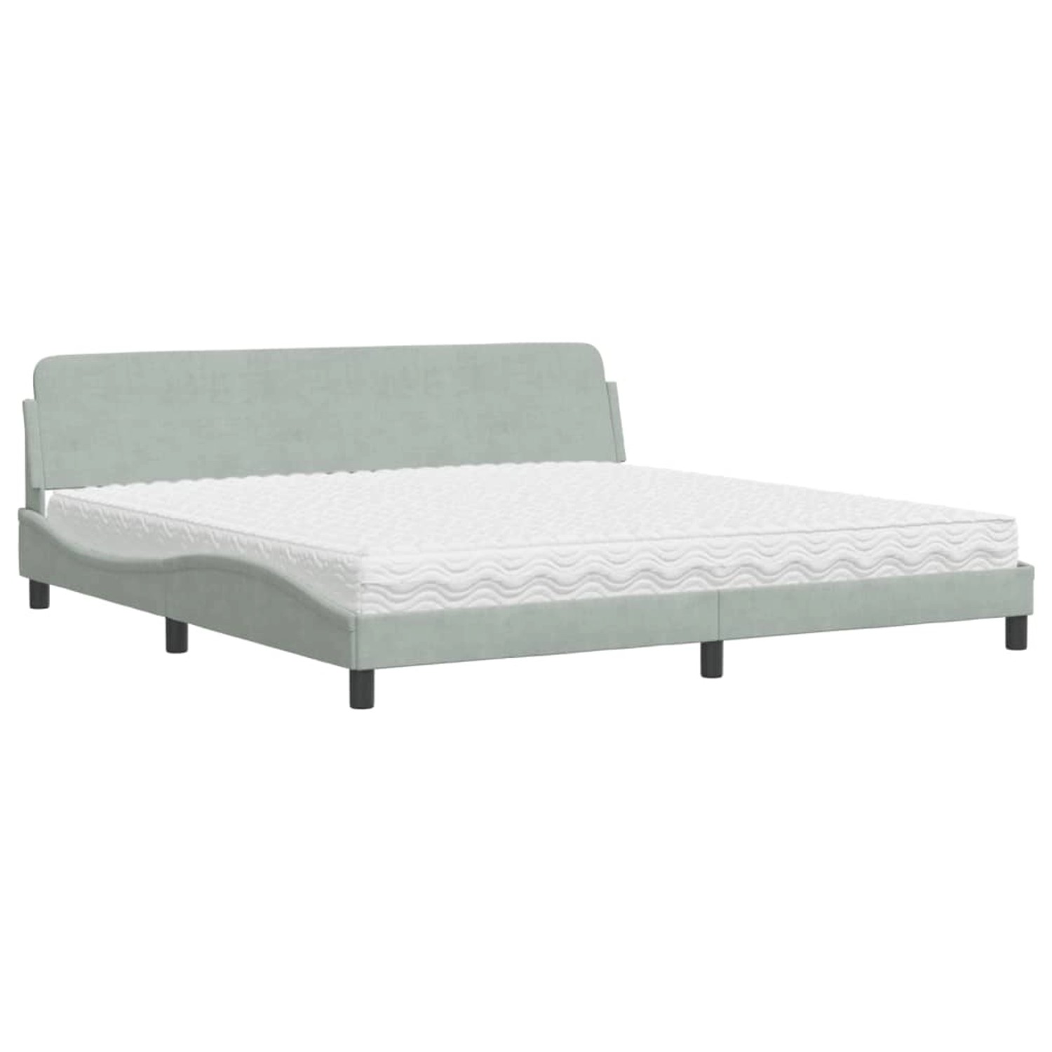 vidaXL Bett mit Matratze Dover Hellgrau 200x200 cm Samt 3208471