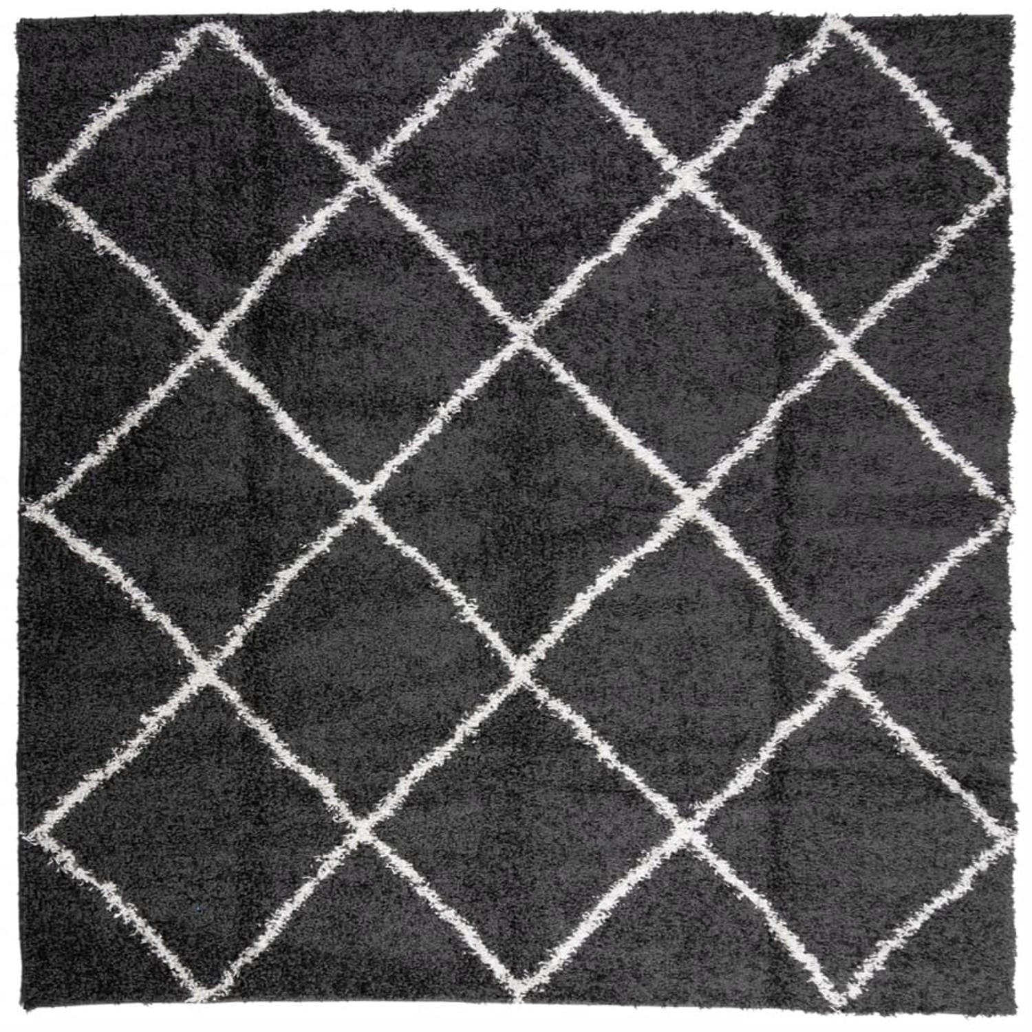 vidaXL Teppich Shaggy Hochflor Modern Schwarz Und Creme 120x120 Cm 1954661 günstig online kaufen