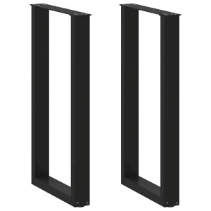 Zwei schwarze U-förmige vidaXL Bartischbeine aus Stahl, 40x90 cm.