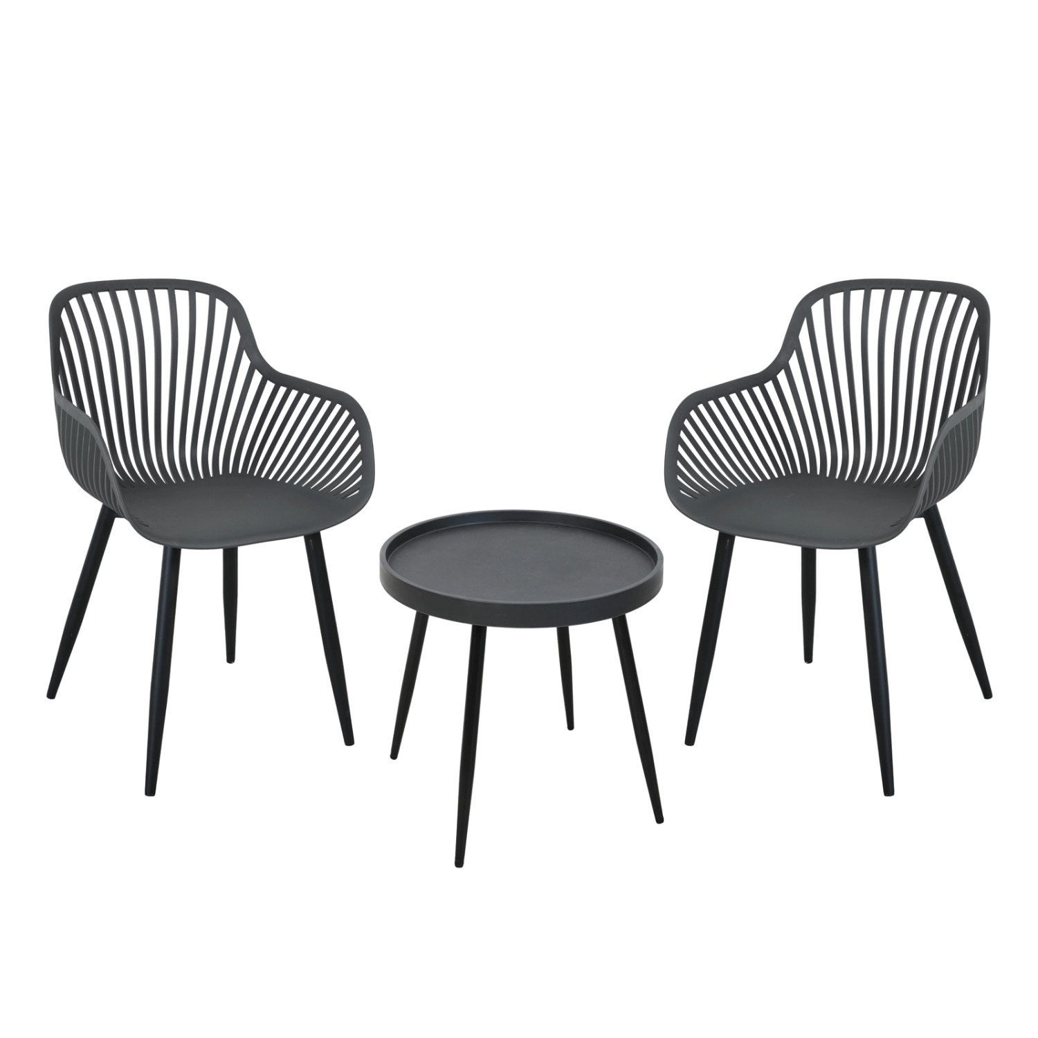 Svita Philly Sitzgruppe Balkonmöbel Set 3 teilig Grau/Schwarz günstig online kaufen