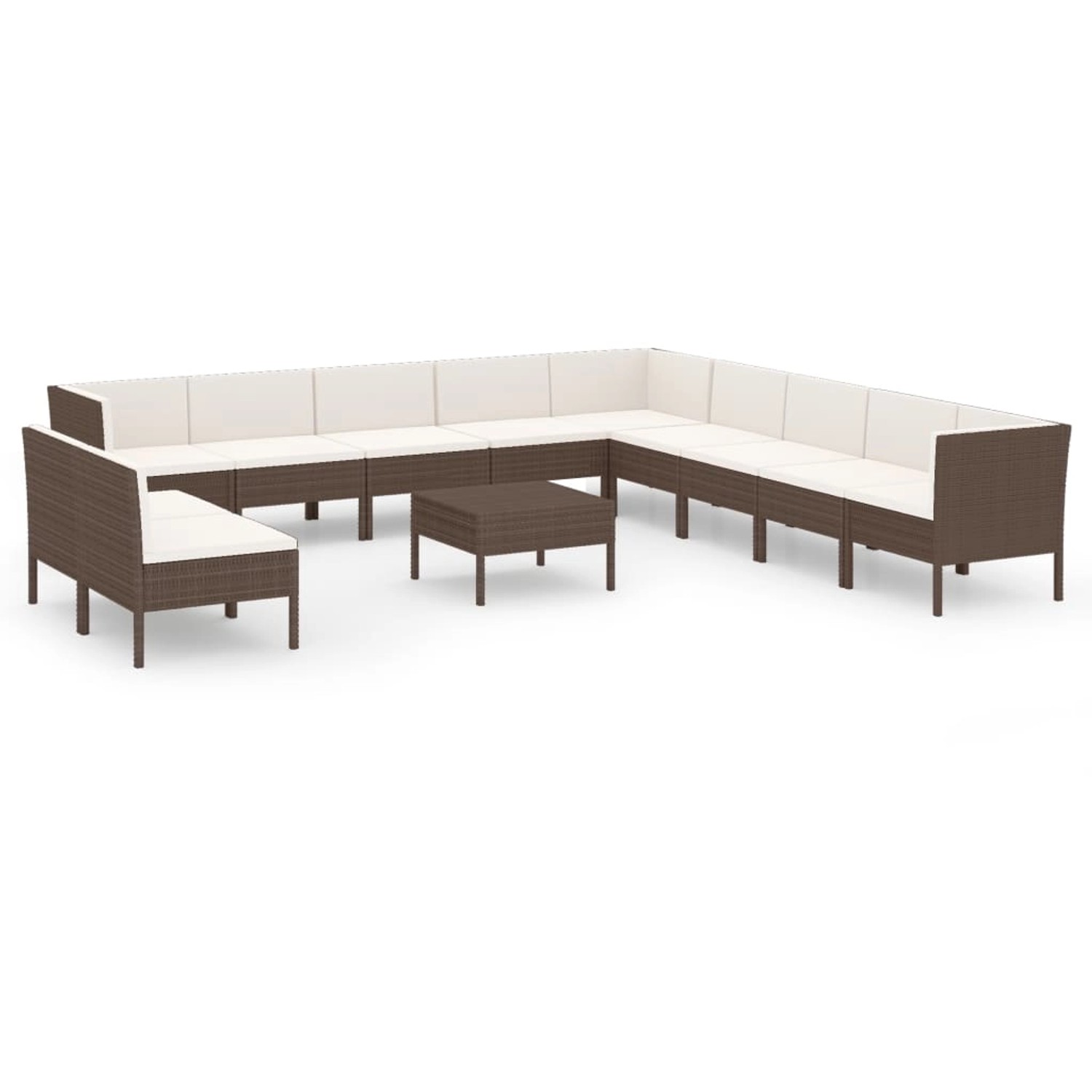 vidaXL 12-tlg Garten-Lounge-Set mit Auflagen Poly Rattan Braun Modell 3