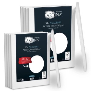Artina Akademie Keilrahmen Set, 10-teilig, mit Leinwänden in 40x50cm und 30x40cm, ideal für Künstler.