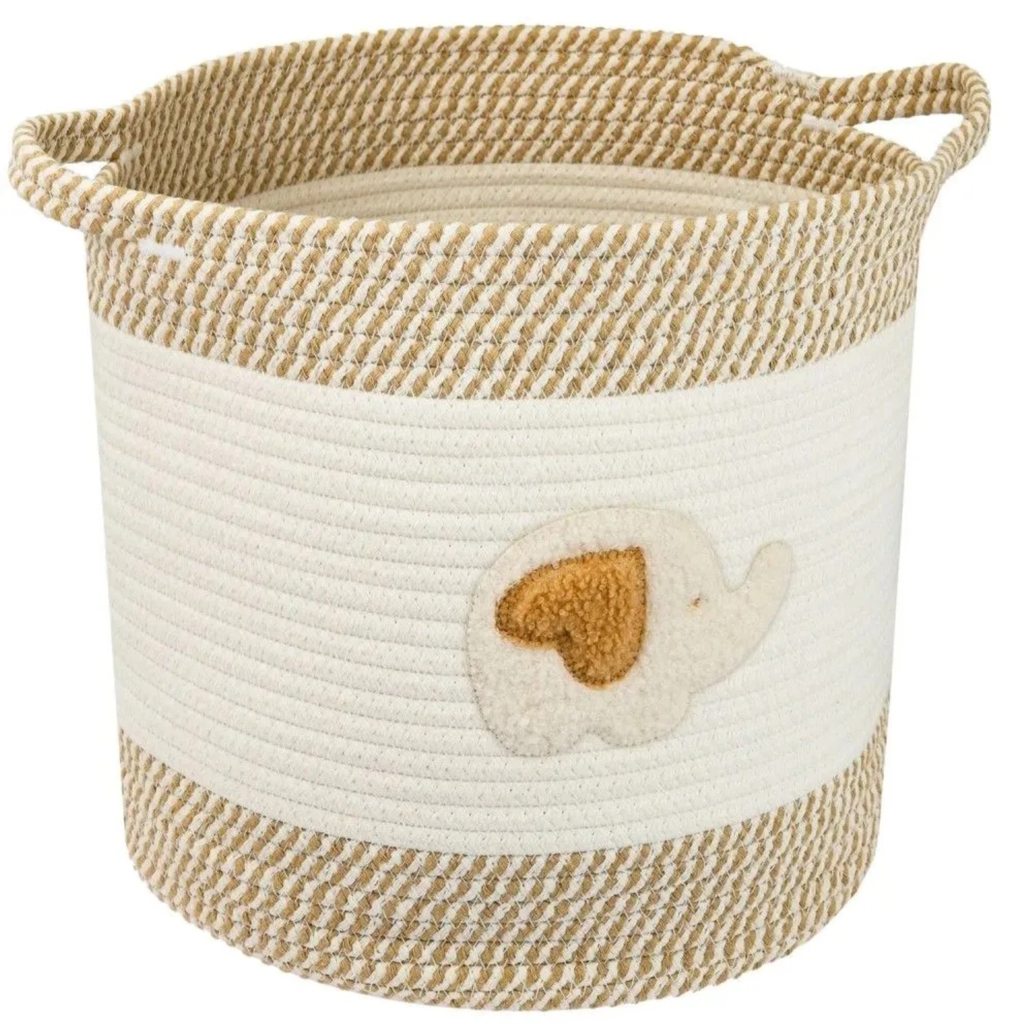 HMF 39020-30CM-ELE Aufbewahrungskorb Griffen Korb Kinderzimmer Baumwolle Elefant 30 x 30 cm