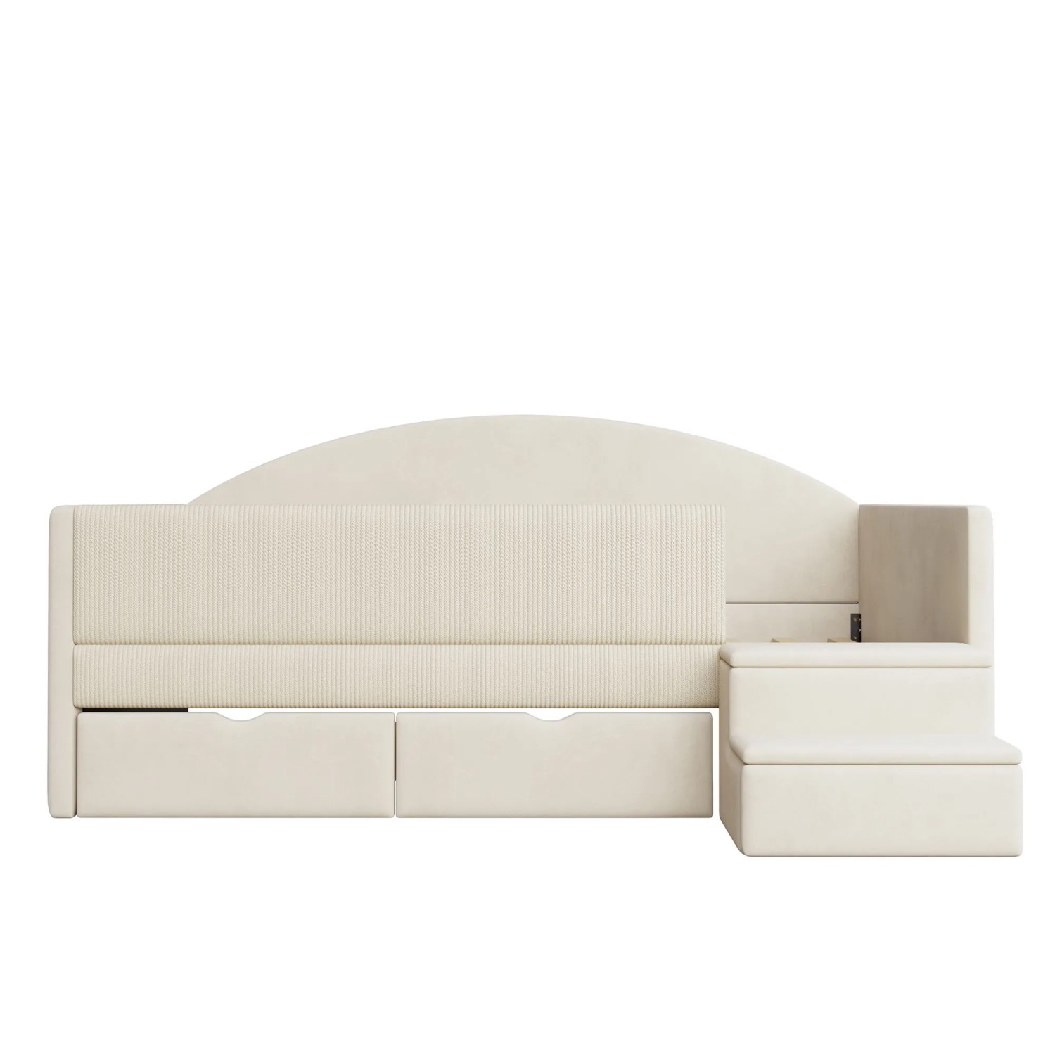 Merax Sofabett 90x190cm Schubladen Stufen Samt Beige
