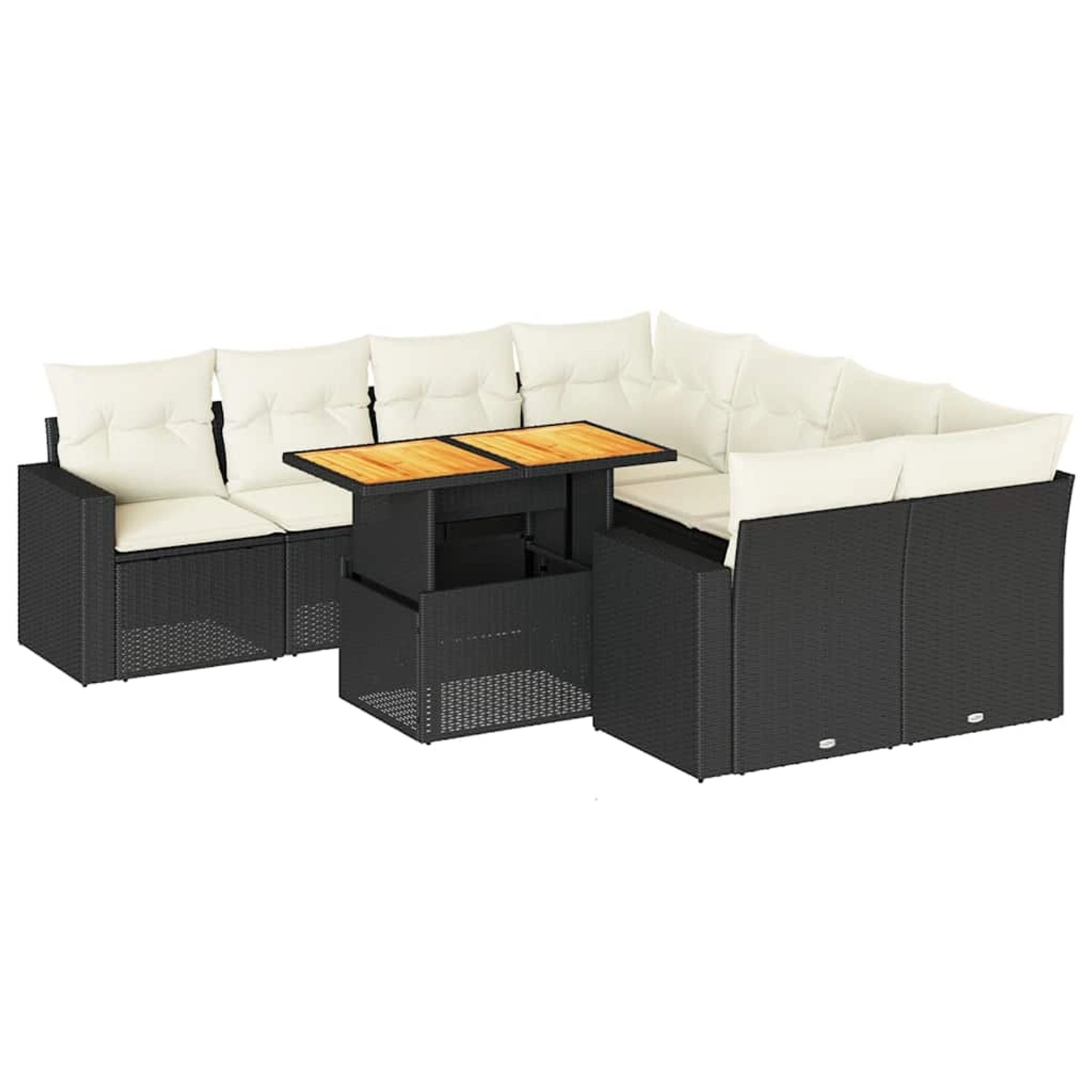 vidaXL 9-Tlg Garten-Sofagarnitur mit Kissen Schwarz Poly Rattan 3327017 günstig online kaufen