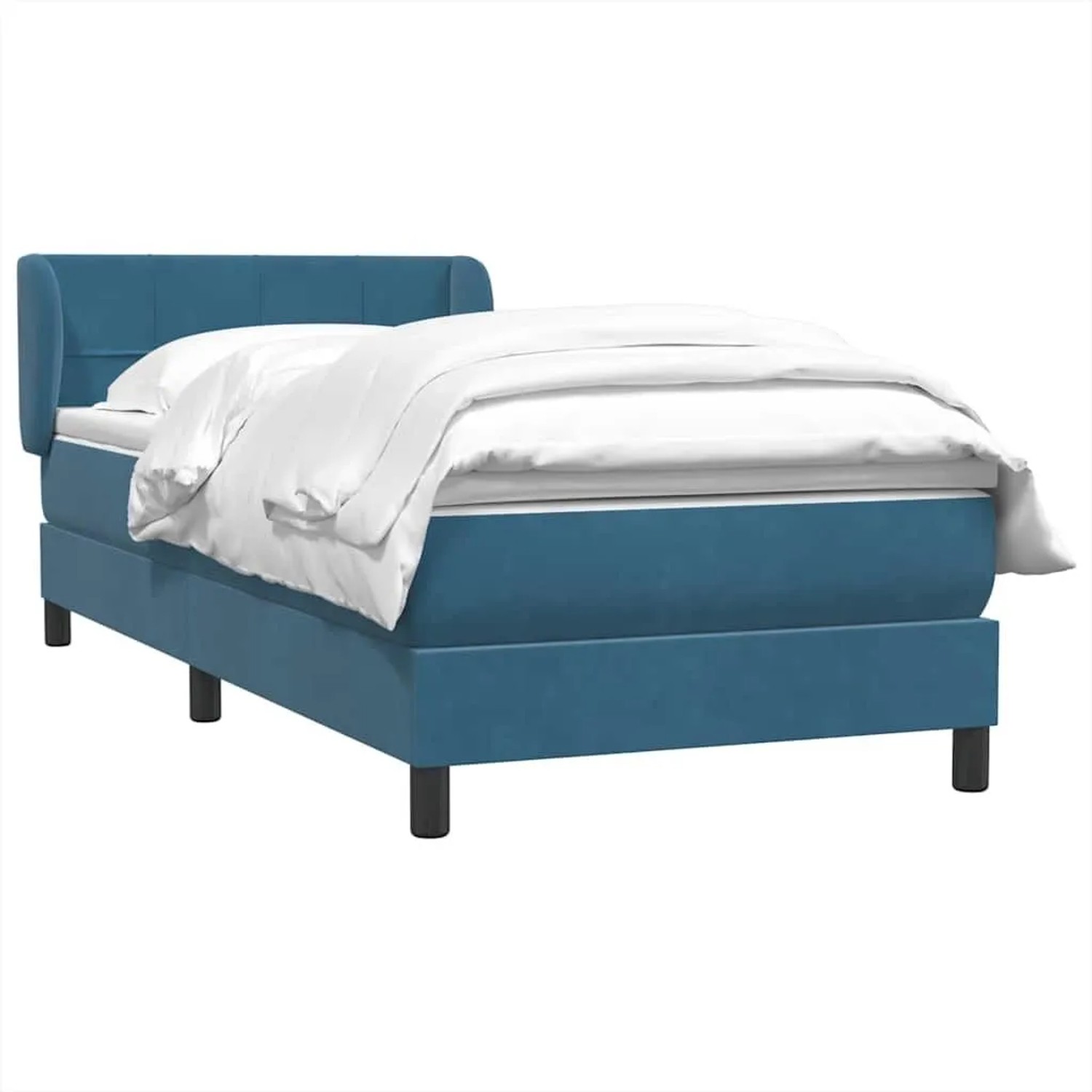 vidaXL Boxspringbett mit Matratze Dunkelblau 80x210 cm Samt 3317509 günstig online kaufen