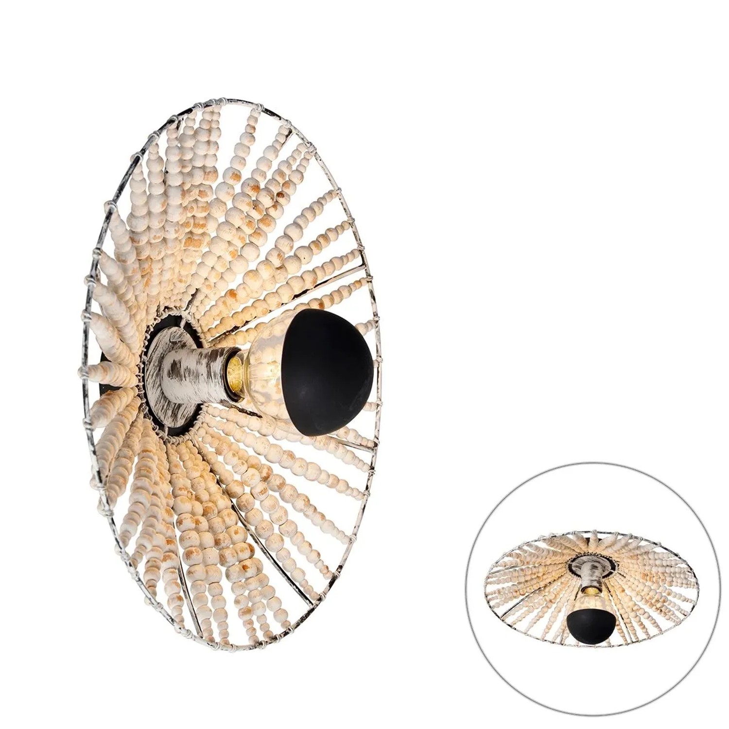 QAZQA Orientalische Wandleuchte Beige mit Perlen Moti