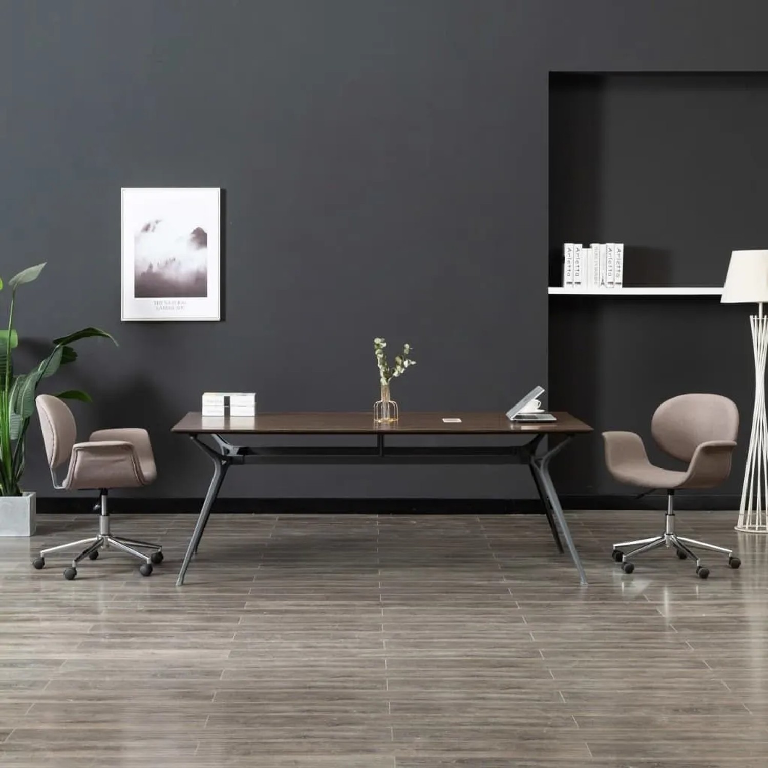 vidaXL Esszimmerstühle 2 Stk Drehbar Taupe Stoff 3054869_2