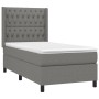 Dunkelgraues vidaXL Boxspringbett 90x190 cm mit Stoffbezug und Matratze.