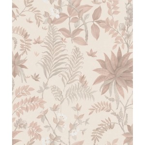 Sanders & Sanders Vliestapete mit tropischen Blättern in Terrakotta und Beige. Dekoratives botanisches Muster für Wände.