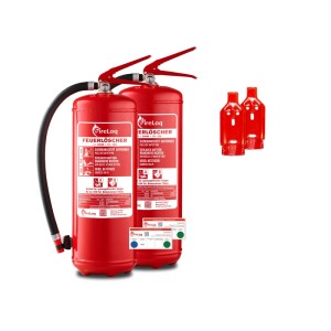 FireLoq 2x 6L Schaumlöscher 27A 183B mit Prüfnachweis Wandhalter Manometer