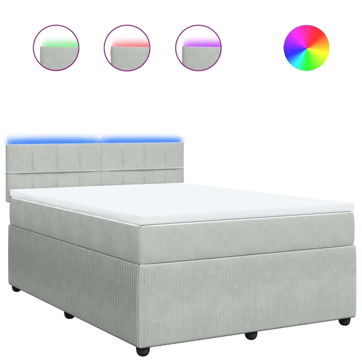 vidaXL Boxspringbett mit Matratze Hellgrau 140x200 cm Samt 3290058 günstig online kaufen