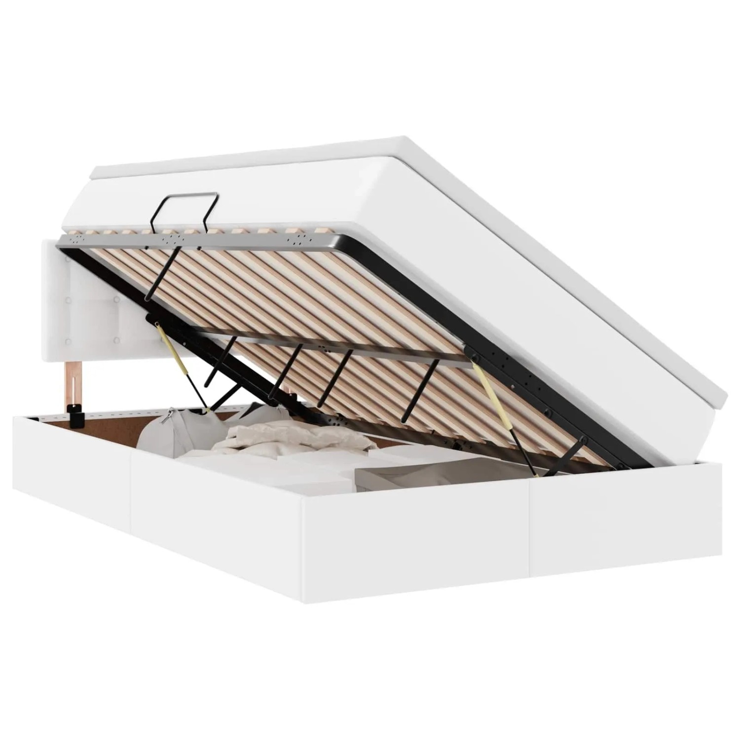 vidaXL Bett mit Stauraum und LED Reinweiß 120 x 200 cm Kunstleder 3371026 günstig online kaufen