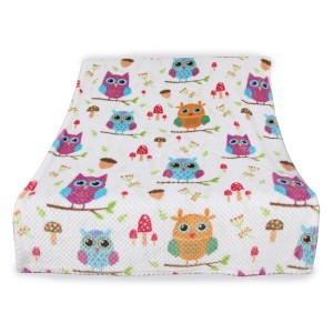 Bestlivings Kuscheldecke Kids mit Eulen-Motiv. Weiche Kinderdecke für Bett, Sofa oder Kinderwagen.