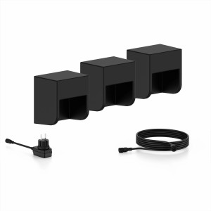 Philips Grits 3er-Set Außenwandleuchten mit Netzteil und Kabel. Anthrazitfarbene Niedervolt Gartenbeleuchtung.
