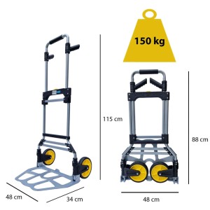 TRUTZHOLM Sackkarre XL, klappbar mit Teleskopgriff, Tragkraft 150 kg, Baumaschine.