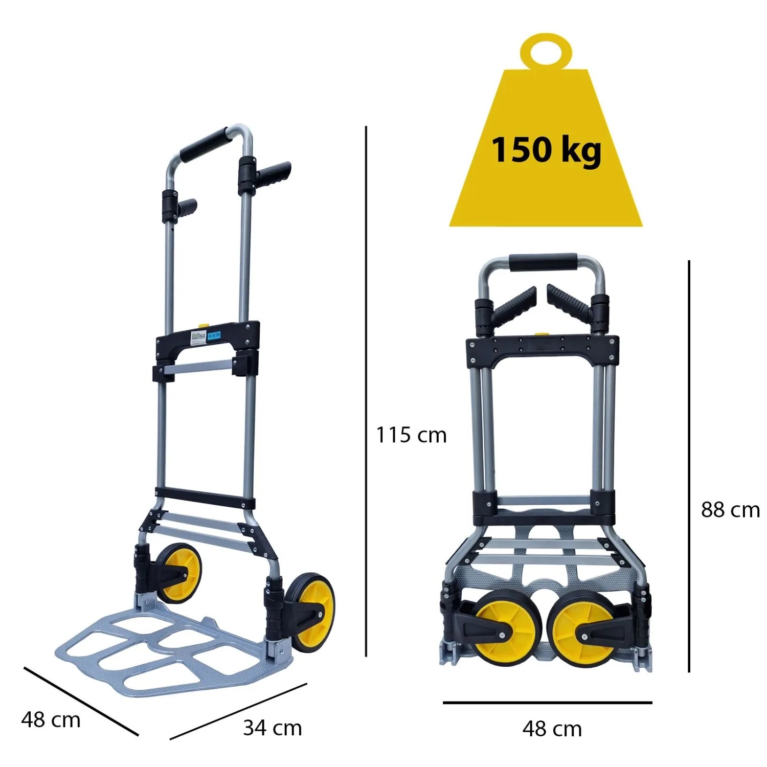 TRUTZHOLM Sackkarre XL, klappbar mit Teleskopgriff, Tragkraft 150 kg, Baumaschine.