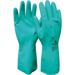 Grüne Staffl Nchem Light Chemikalien-Schutzhandschuhe, Größe 9, mit strukturierter Oberfläche für sicheren Griff.