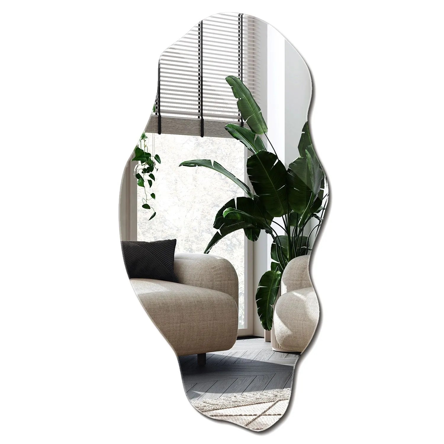 Wallfluent Unförmiger Spiegel 40x80 Cm Ästhetischer Spiegel Großer Organischer Spiegel Schlafzimmer Spiegel