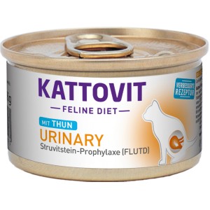 Kattovit Urinary Katzen-Nassfutter mit Thunfisch, 85g Dose zur Struvitstein-Prophylaxe.